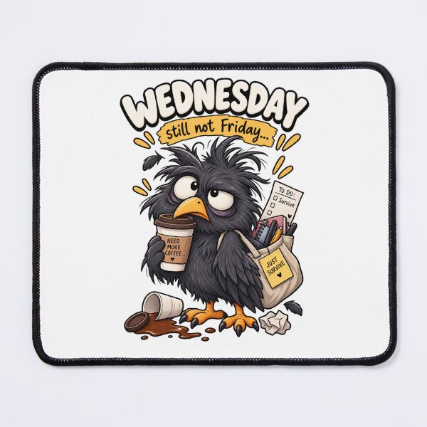 Item preview, Wednesday... Still Not Friday – Funny Tired Crow Cartoon Design designed and sold by Kiinaaa.