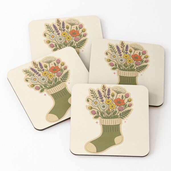 Item preview, Vintage Green Hiking Sock Wildflower Bouquet designed and sold by ITCHAWAWAA.