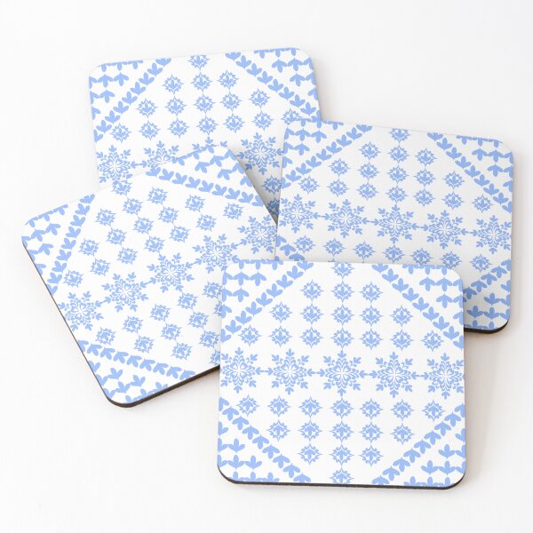 Item preview, Baby Blue Ornamental Floral Tile Pattern with Geometric Diamond Composition designed and sold by Ei-Ei.