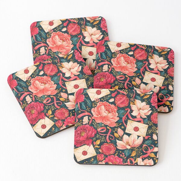 Item preview, Vintage Love Letter Floral Ribbon Seamless Pattern designed and sold by Suha Design Studio.
