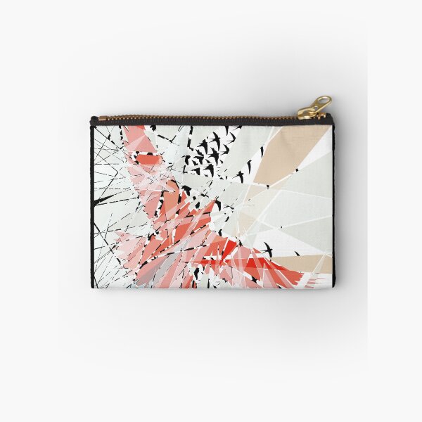 Aperçu de l'œuvre Un groupe d'hirondelles noires et un grand oiseau rouge. créée et vendue par DSoriaDesign.