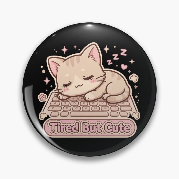 Item preview, Tired But Cute - Sleepy Cat on Keyboard Aesthetic designed and sold by Fulaly.