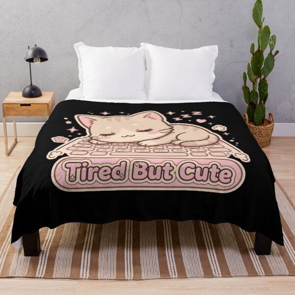 Item preview, Tired But Cute - Sleepy Cat on Keyboard Aesthetic designed and sold by Fulaly.