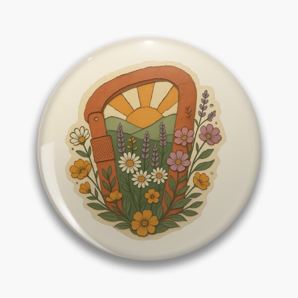 Item preview, Vintage Carabiner With Wildflowers And Sunset designed and sold by ITCHAWAWAA.