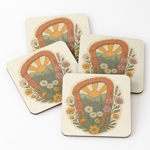 Item preview, Vintage Carabiner With Wildflowers And Sunset designed and sold by ITCHAWAWAA.