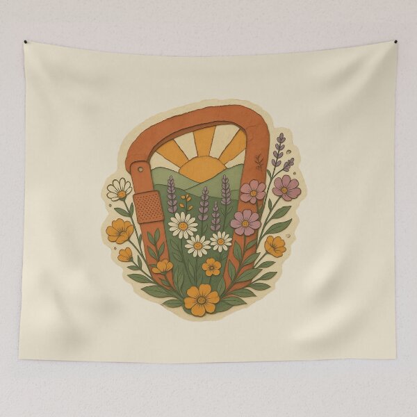 Item preview, Vintage Carabiner With Wildflowers And Sunset designed and sold by ITCHAWAWAA.