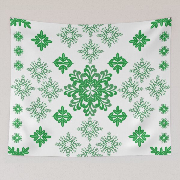 Item preview, Green Botanical Ornamental Pattern with Geometric Floral Motifs and Decorative Border Elements designed and sold by Ei-Ei.
