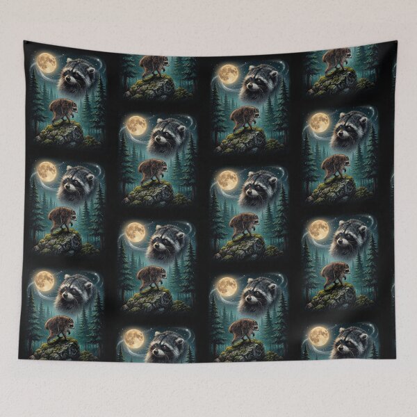 Item preview, Midnight Jimothy Raccoon Under the Moon Woodland Wildlife Nature Design designed and sold by ViniBall.