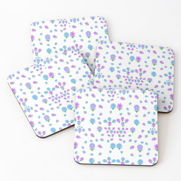 Item preview, Colorful Wildflower Pattern with Purple and Blue Floral Sprigs on White Background designed and sold by Ei-Ei.