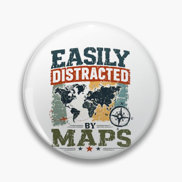 Item preview, Easily Distracted By Maps Travel Explorer Geography Wanderlust designed and sold by RetroMini2026.