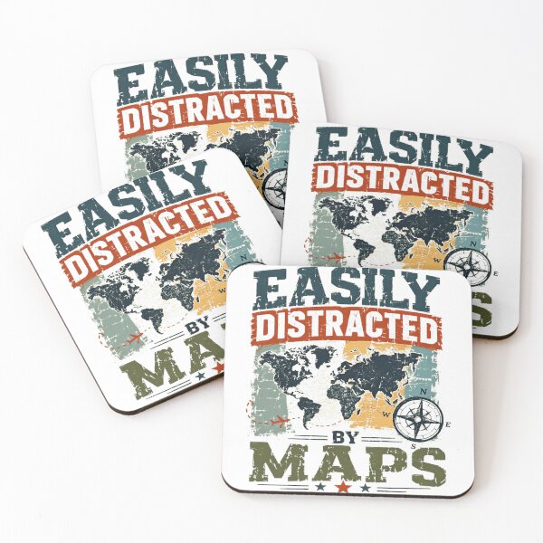 Item preview, Easily Distracted By Maps Travel Explorer Geography Wanderlust designed and sold by RetroMini2026.