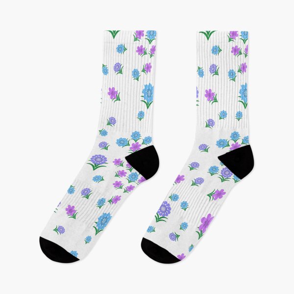 Item preview, Colorful Wildflower Pattern with Purple and Blue Floral Sprigs on White Background designed and sold by Ei-Ei.