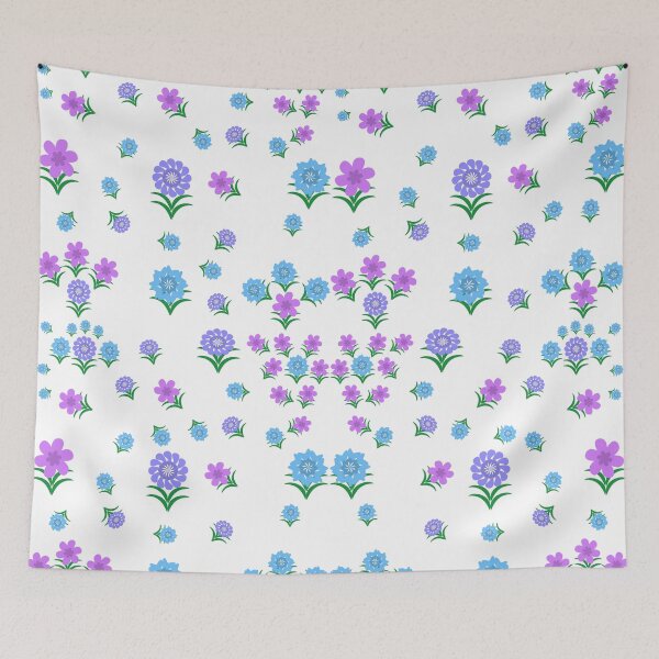 Item preview, Colorful Wildflower Pattern with Purple and Blue Floral Sprigs on White Background designed and sold by Ei-Ei.