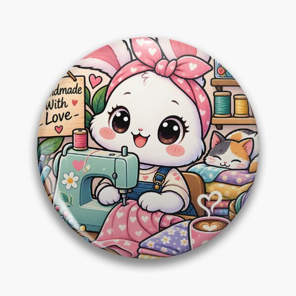 Item preview, Handmade With Love Sewing Bunny Sticker | Cute Craft Room Bunny | Sewing & Crochet Lover Gift designed and sold by GenZStickerHub1.