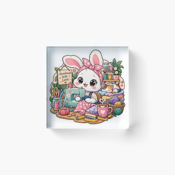 Item preview, Handmade With Love Sewing Bunny Sticker | Cute Craft Room Bunny | Sewing & Crochet Lover Gift designed and sold by GenZStickerHub1.