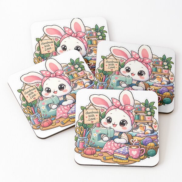 Item preview, Handmade With Love Sewing Bunny Sticker | Cute Craft Room Bunny | Sewing & Crochet Lover Gift designed and sold by GenZStickerHub1.