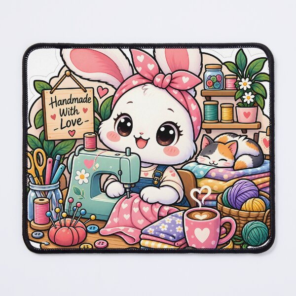 Item preview, Handmade With Love Sewing Bunny Sticker | Cute Craft Room Bunny | Sewing & Crochet Lover Gift designed and sold by GenZStickerHub1.