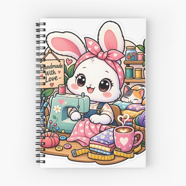 Item preview, Handmade With Love Sewing Bunny Sticker | Cute Craft Room Bunny | Sewing & Crochet Lover Gift designed and sold by GenZStickerHub1.