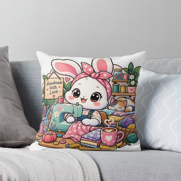 Item preview, Handmade With Love Sewing Bunny Sticker | Cute Craft Room Bunny | Sewing & Crochet Lover Gift designed and sold by GenZStickerHub1.