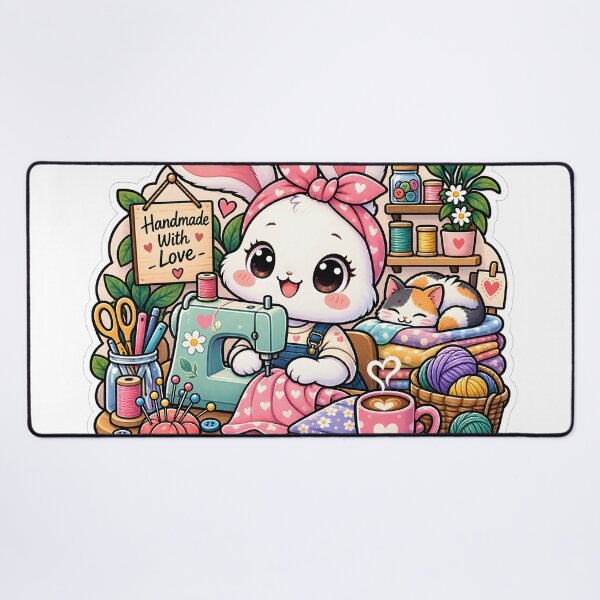 Item preview, Handmade With Love Sewing Bunny Sticker | Cute Craft Room Bunny | Sewing & Crochet Lover Gift designed and sold by GenZStickerHub1.
