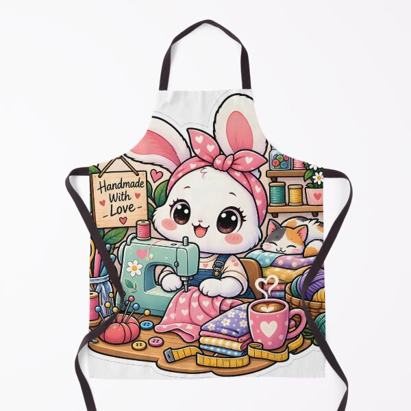 Item preview, Handmade With Love Sewing Bunny Sticker | Cute Craft Room Bunny | Sewing & Crochet Lover Gift designed and sold by GenZStickerHub1.