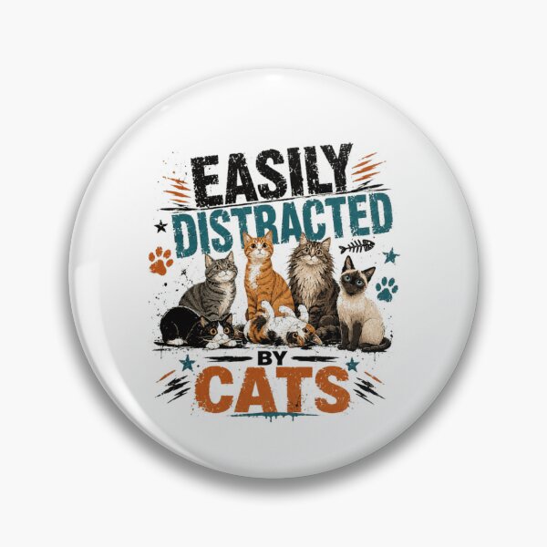 Item preview, Easily Distracted By Cats Feline Pet Lover designed and sold by RetroMini2026.