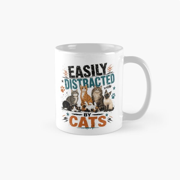 Item preview, Easily Distracted By Cats Feline Pet Lover designed and sold by RetroMini2026.