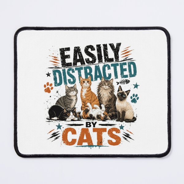 Item preview, Easily Distracted By Cats Feline Pet Lover designed and sold by RetroMini2026.