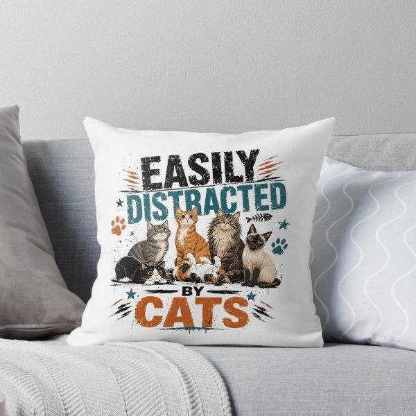 Item preview, Easily Distracted By Cats Feline Pet Lover designed and sold by RetroMini2026.
