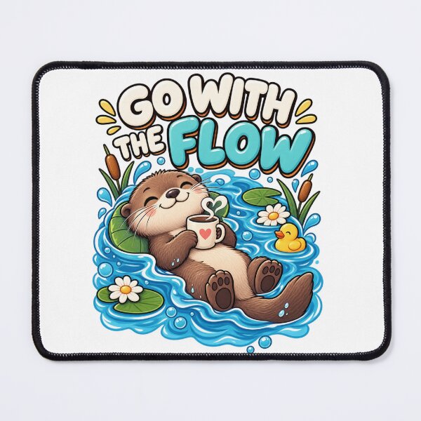 Item preview, Go With the Flow – Cute Relaxed Otter Cartoon Design designed and sold by Kiinaaa.