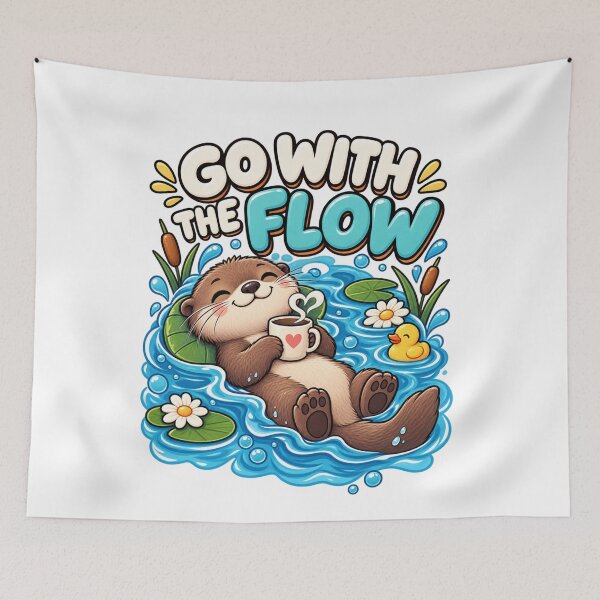 Item preview, Go With the Flow – Cute Relaxed Otter Cartoon Design designed and sold by Kiinaaa.