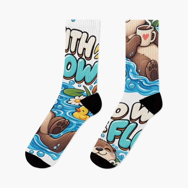 Item preview, Go With the Flow – Cute Relaxed Otter Cartoon Design designed and sold by Kiinaaa.