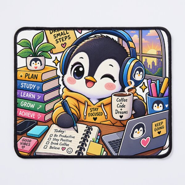 Item preview, Stay Focused Penguin Sticker | Cute Productivity Penguin | Study Motivation | Student Laptop Sticker designed and sold by GenZStickerHub1.