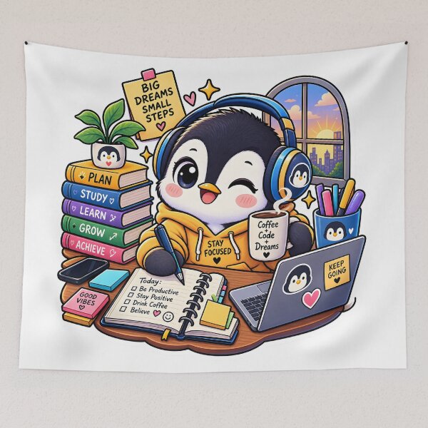 Item preview, Stay Focused Penguin Sticker | Cute Productivity Penguin | Study Motivation | Student Laptop Sticker designed and sold by GenZStickerHub1.