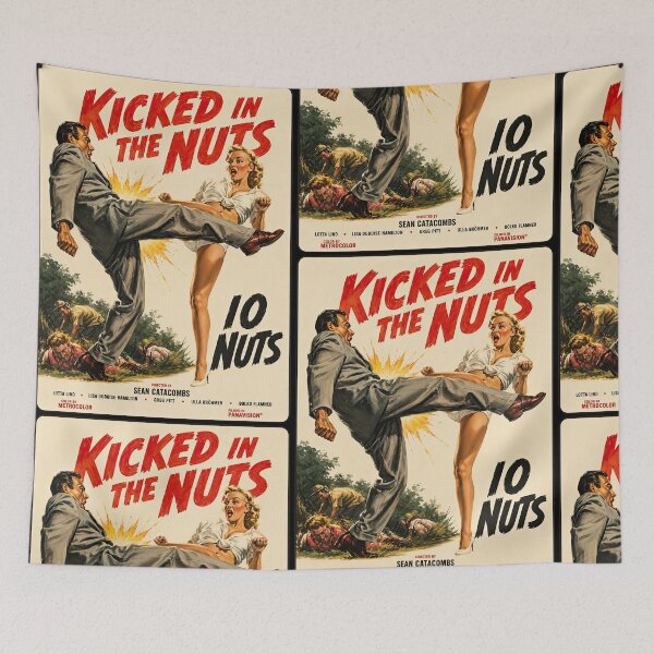 Item preview, Kicked in the Nuts – Retro Pinup Comedy designed and sold by obstinator.