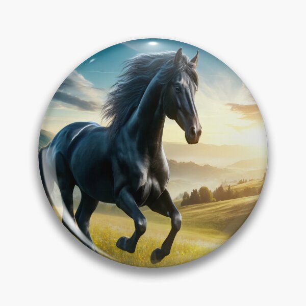 Item preview, Black Horse Running Through Wildflower Meadow, Majestic Horse Art designed and sold by NarjaShop.