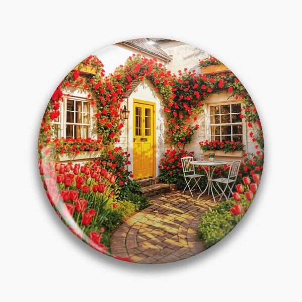 Item preview, Charming cottage with abundant red roses designed and sold by The Empire Of Digital Art..