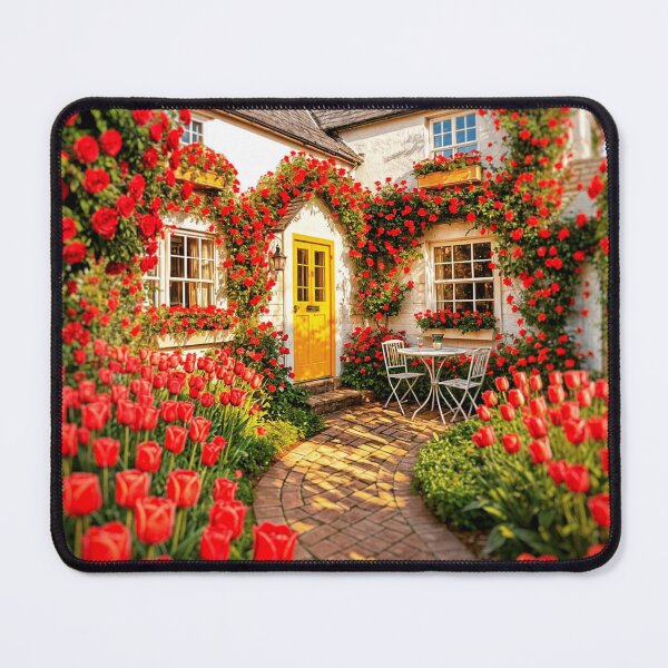 Item preview, Charming cottage with abundant red roses designed and sold by The Empire Of Digital Art..