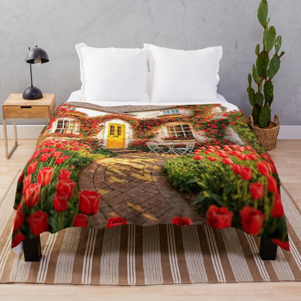 Item preview, Charming cottage with abundant red roses designed and sold by The Empire Of Digital Art..