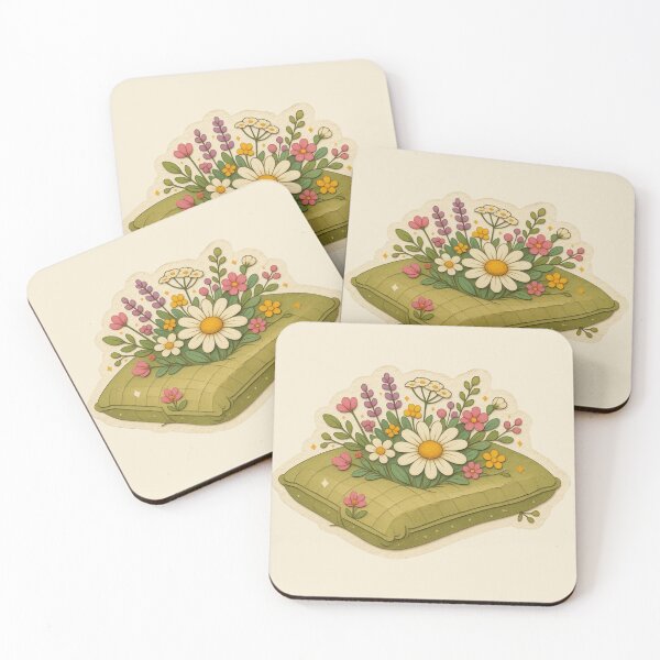 Item preview, Cozy Quilted Pillow With Wildflower Bouquet designed and sold by ITCHAWAWAA.