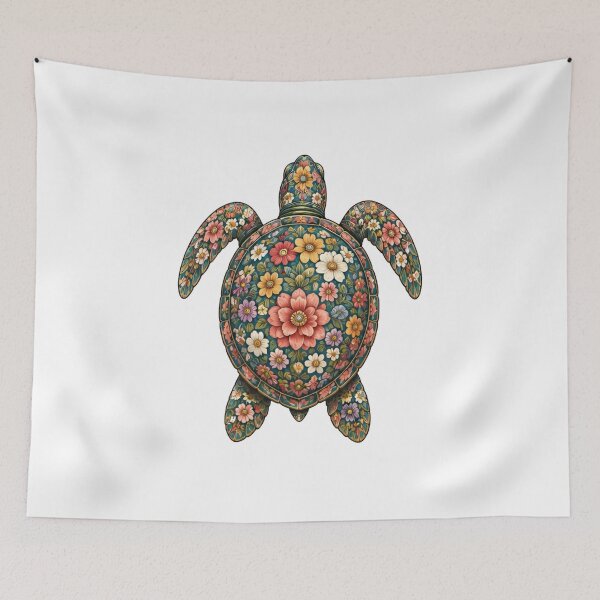 Item preview, Colorful Floral Sea Turtle | Ocean Floral V.2 Art Collection designed and sold by Zaru Art Studio.