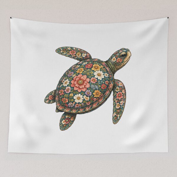Item preview, Blooming Floral Sea Turtle | Ocean Floral V.2 Art Collection designed and sold by Zaru Art Studio.