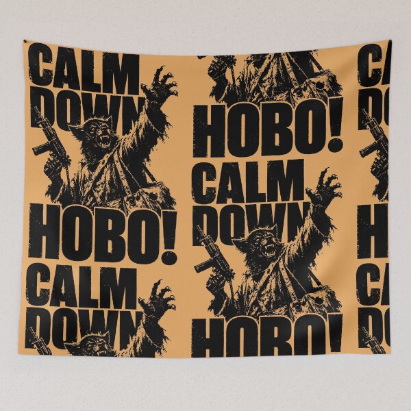 Item preview, Calm down hobo retro werewolf with machine gun designed and sold by obstinator.