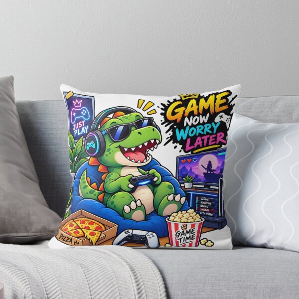 Item preview, Game Now Worry Later T-Rex Sticker | Funny Gamer Dinosaur | Gaming Sticker | Gamer Gift designed and sold by GenZStickerHub1.