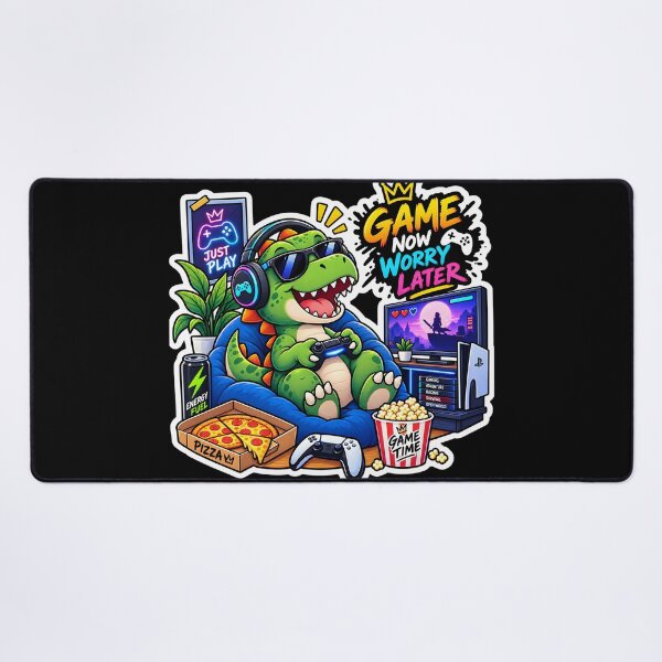 Item preview, Game Now Worry Later T-Rex Sticker | Funny Gamer Dinosaur | Gaming Sticker | Gamer Gift designed and sold by GenZStickerHub1.