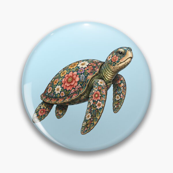 Item preview, Floral Pattern Sea Turtle | Ocean Floral V.2 Art Collection designed and sold by Zaru Art Studio.