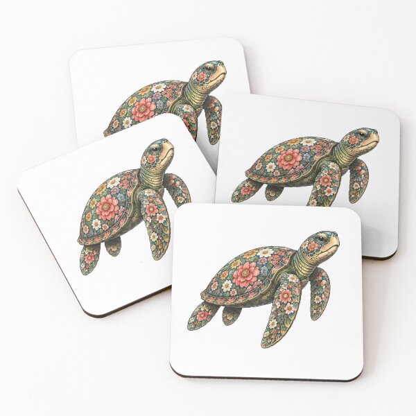Item preview, Floral Pattern Sea Turtle | Ocean Floral V.2 Art Collection designed and sold by Zaru Art Studio.