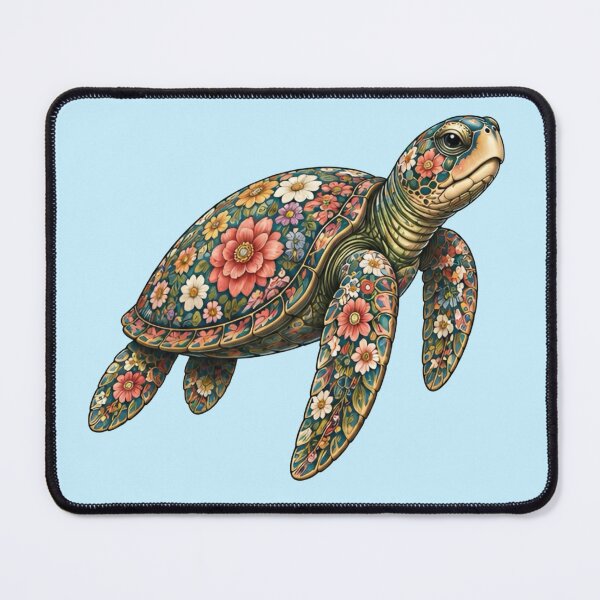 Item preview, Floral Pattern Sea Turtle | Ocean Floral V.2 Art Collection designed and sold by Zaru Art Studio.