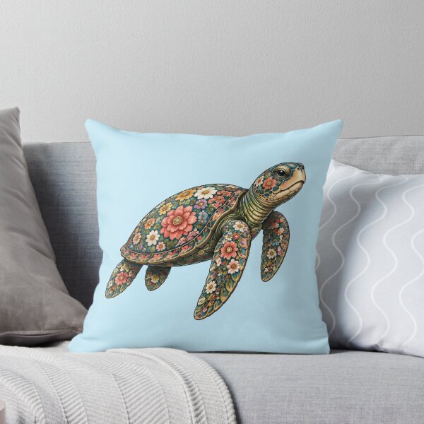 Item preview, Floral Pattern Sea Turtle | Ocean Floral V.2 Art Collection designed and sold by Zaru Art Studio.