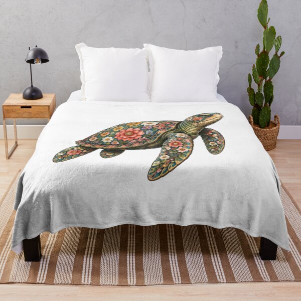 Item preview, Floral Pattern Sea Turtle | Ocean Floral V.2 Art Collection designed and sold by Zaru Art Studio.